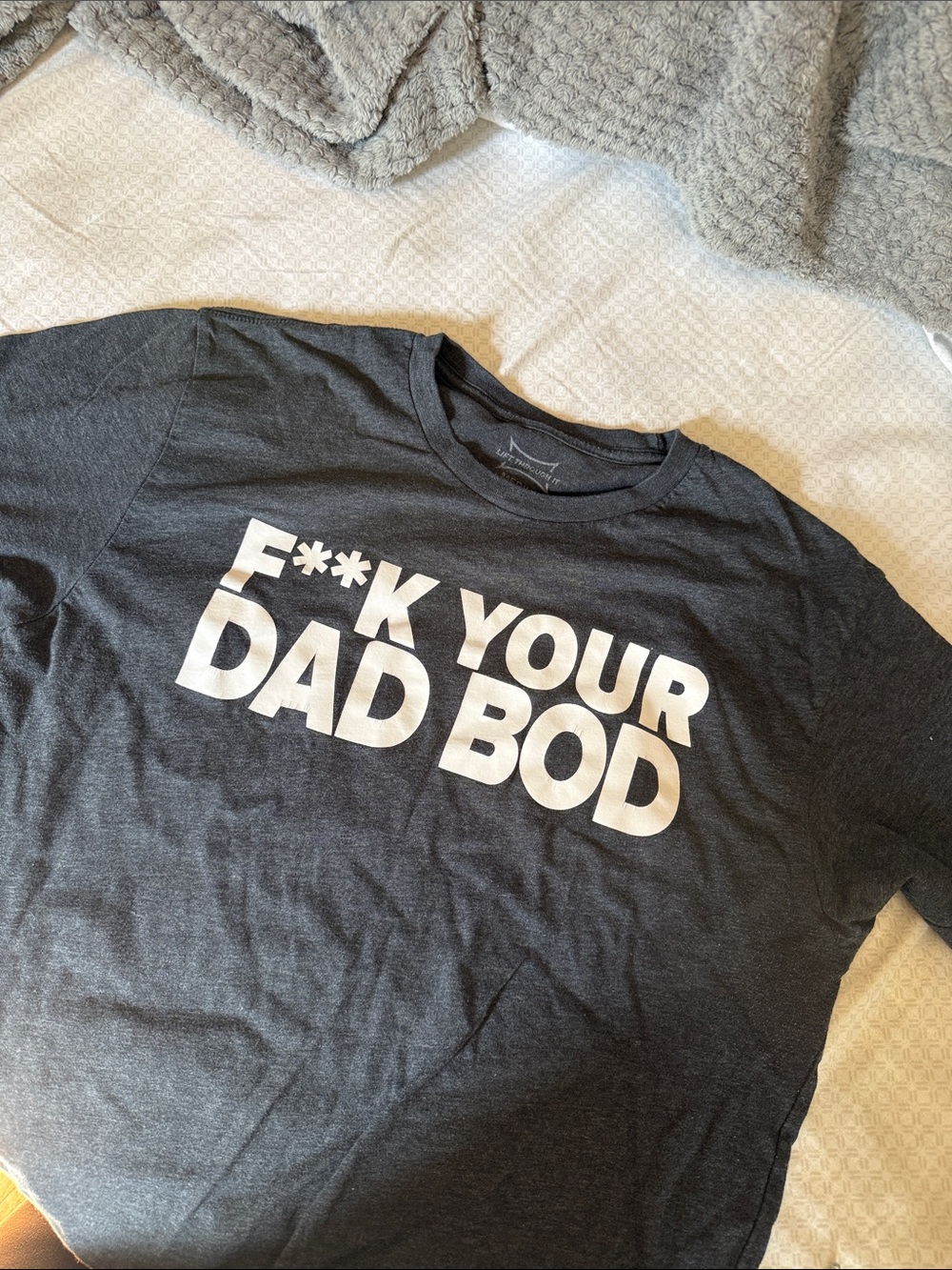 Men’s Graphic Tee - Charcoal "F**K YOUR DAD BOD" size medium